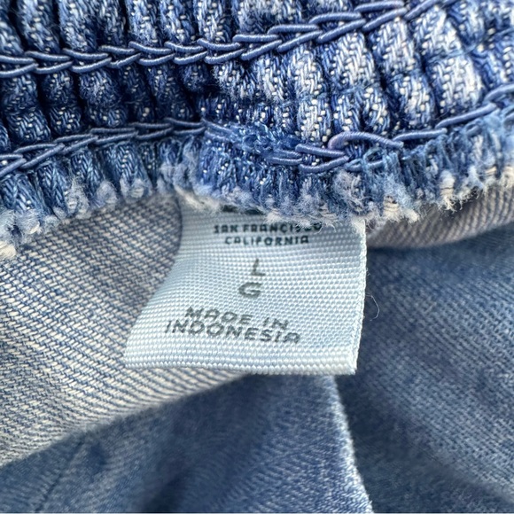 NWT Old Navy Sleeveless Chambray Cami Jumpsuit Blue Cropped Cotton Wide Leg - Picture 12 of 15